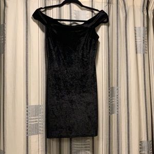 Black Velvet off the shoulder dress, tight fit